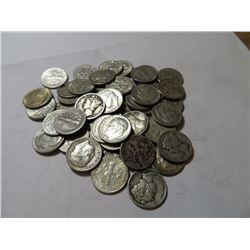 50 pcs. Mercury / Roosevelt Dimes 90% Silver