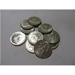 10 pcs. 1964-90% Silver Kennedy Half Dollars