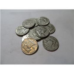 10 pcs Franklin Half Dollars 90% Silver