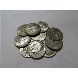 10 pcs Kennedy Half Dollars 1964 90% Silver