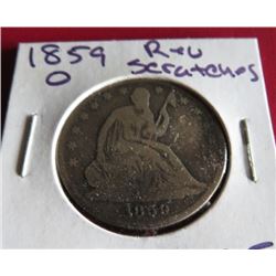 1859 O FIne Grade Seated Liberty Half Dollar