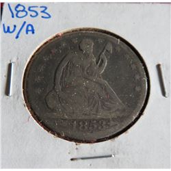1853 W/ Arrows Rays Seated Liberty Half Dollar