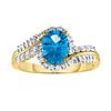 Image 1 : Blue Topaz and Diamond Ring in 10k YG