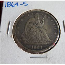1864 s Better Date Scratched Seated Liberty Half