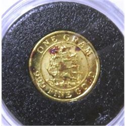 1 Gram Pure .999 Gold Monarch Ship Round