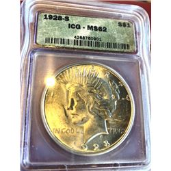 1928 S MS 62 ICG Peace Silver Dollar Better Date