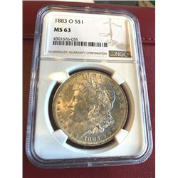 1883 O MS 63 NGC Morgan Silver Dollar