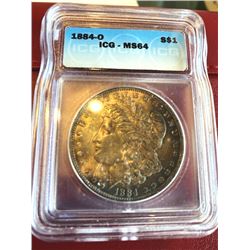 1884 o MS 64 ICG Toned Morgan Dollar