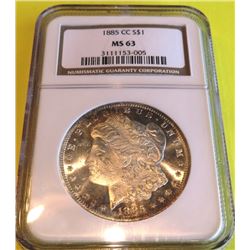 1885 Carson City MS 63 NGC Morgan Dollar Key Date