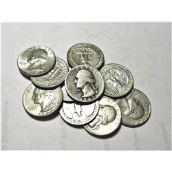 10 pc. Lot of 90% Silver Washington Quarters