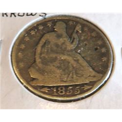 1855 O w/ Arrows Seated Liberty Half Dollar