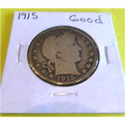 1915 Good Grade Barber Half Dollar