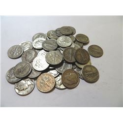 50 pcs. Mercury and Roosevelt Silver DImes 90%