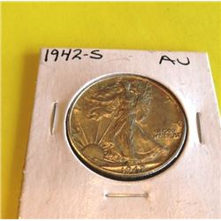 1942 S AU Grade Walking Liberty Half Dollar