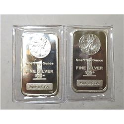 (2) 1 oz. Walking Liberty Design Silver Bars