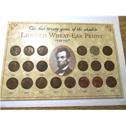 1939-58 Lincoln Cent Set in Cardboard Display