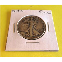 1919 S Fine Grade Walking Liberty Half Dollars
