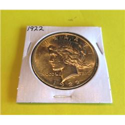 1922 AU/BU Peace Silver Dollar