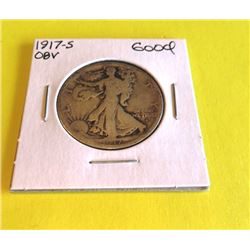 1917 S Good Grade Walking Liberty Half Dollar