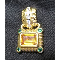 Vermeil Gold Sterling and Gemstone Pendant