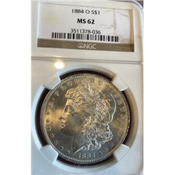 1884 o MS 62 NGC Morgan Dollar