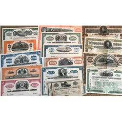 Lot of 20 pcs. Old Railroad Stock Certificates