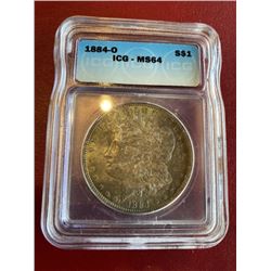 1884 o MS 64 ICG Toned Morgan Dollar