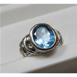 Sterling Silver and Natural Blue Topaz Ring