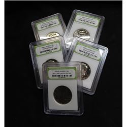 5 pcs. Kennedy Halves - Proof and BU in Slab