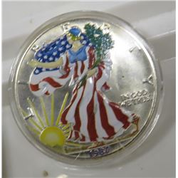 1987 US Silver Eagle Patriotic Painted