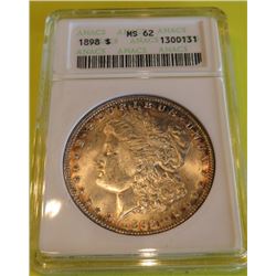 1898 MS 62 ANACS Toned Morgan Dollar