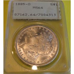 1885 o MS 64 PCGS OLD Holder Morgan Dollar