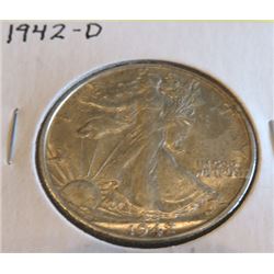 1942 D High Grade Walking Liberty Half Dollar