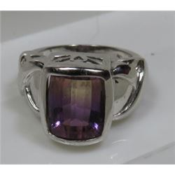 Sterling Silver Watermelon Ametrine Ring
