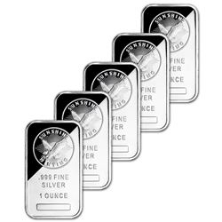 1 oz Silver Bar Sunshine Mint - 5 Pc. Lot