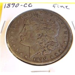1890 CC Fine Grade Morgan Silver Dollar