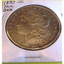 1890 CC Tail Bar VAM 4 Morgan Silver Dollar