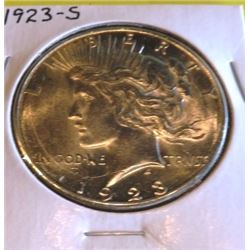 1923 S BU Grade peace Silver Dollar