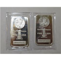 (2) 1 oz. Walking Liberty Design Silver Bars