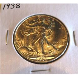 1938 BU Grade Walking Liberty Half Dollar