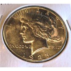 1923 S AU Plus Grade Peace Silver Dollar