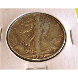 1939 D XF/AU Grade Walking Liberty Half Dollar
