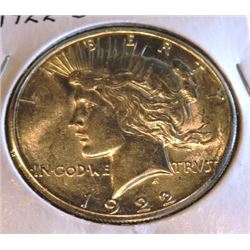 1922 S BU Grade Peace Silver Dollar