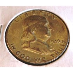 1949 S AU Grade Franklin Half Dollar