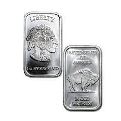 1 oz. Silver Buffalo Design Bar
