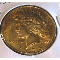 1935 p AU Grade Peace Silver Dollar