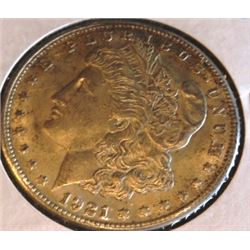 1921 S Au Grade Morgan Silver Dollar