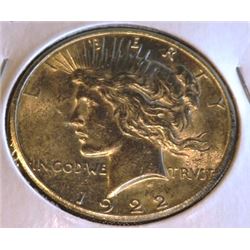 1922 S Au/BU peace Silver Dollar