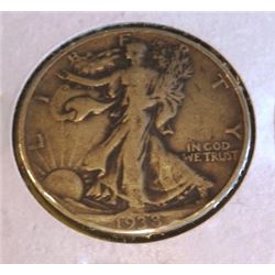 1938 D Fine Grade Walking Liberty Half Dollar