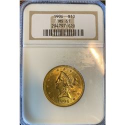 1906 MS 61 NGC $10 Gold Liberty